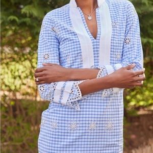 Brand new never worn Sail to Sable Blue Gingham dress size small.
